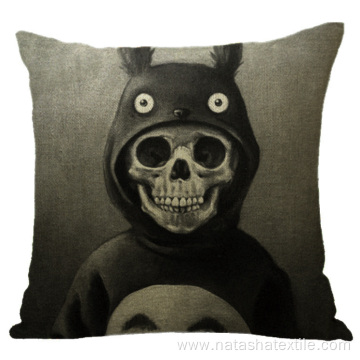 Hot Linen Halloween Skull Pillow cushion case